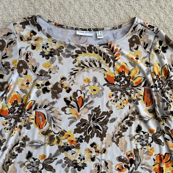 Susan Graver Floral Print Liquid Knit 3/4 Sleeve Bateau Neck Tunic 1X Casual - Picture 3 of 13